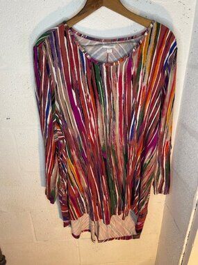 Avenue Long Sleeved Shirt, Loose and Flowy Multicolor Stripes